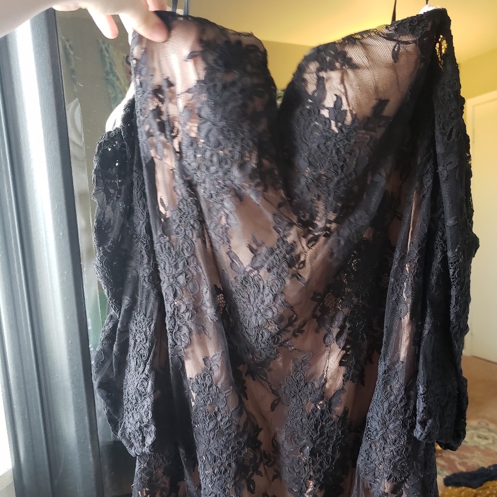 Blush Pink & Black Floral Dress